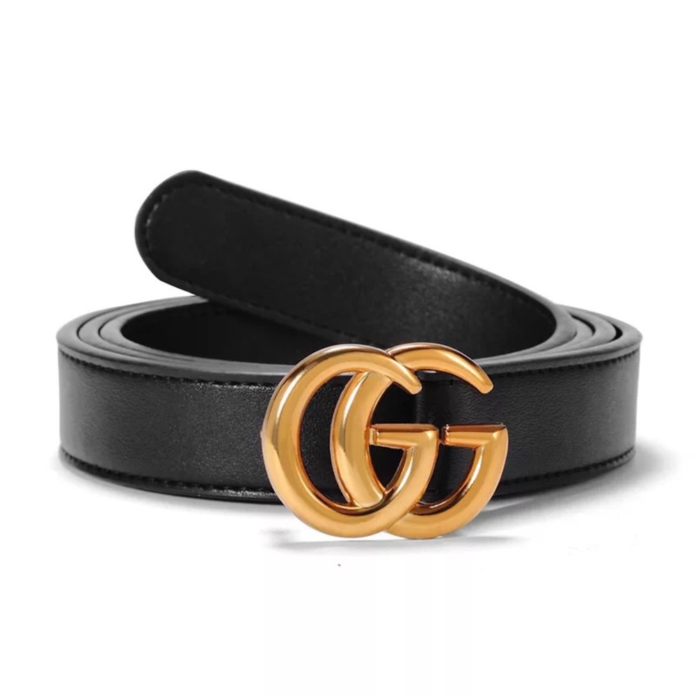 Luxury Leather Belt Designer Gold Buckle